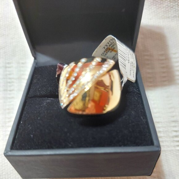 NWT Effy Diamond Multirow Bypass Statement Ring (5/8 cttw) in 14K YG size 7 - Picture 2 of 6